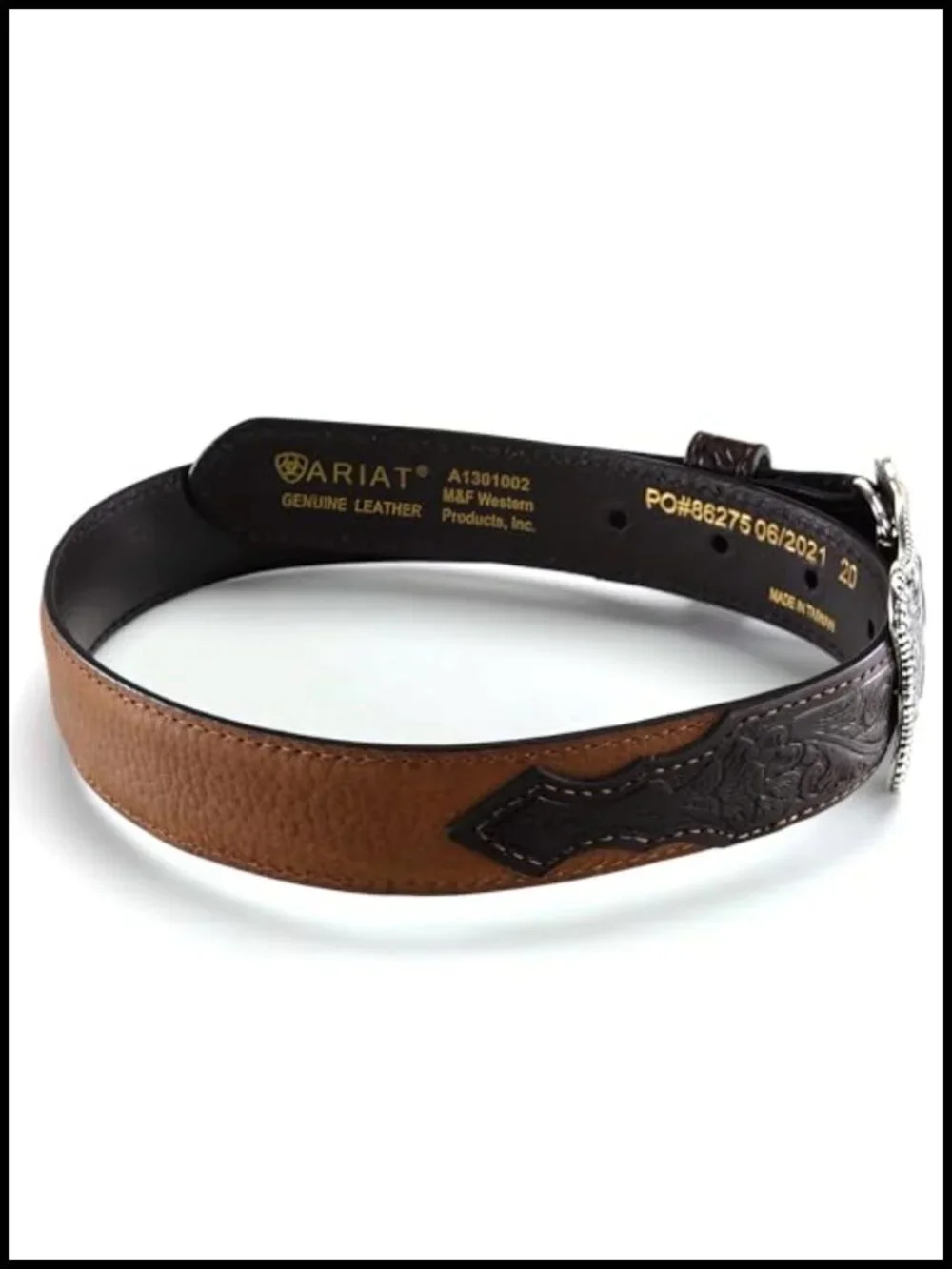 Boys Western Leather Belt with Removable Buckle Brown